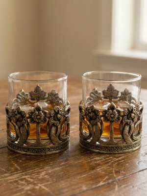 Set of 2 & Set of 4 - Crown Dragon Whisky Glasses | Juice Glasses | Drinkware | Statement Barware | Gold, Silver or Antique Finish