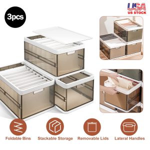 3 Pack Foldable Storage Bin With Lid